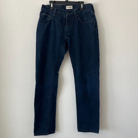 Taylor Stitch Democratic Jeans Men 30 Blue Denim Dark Wash Straight Leg Mid Rise - Picture 1 of 7